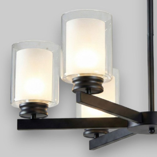 Lustra Tavan Cu 6 Brate E27 Titan Black , 69 x 59 cm, 6x10W E27