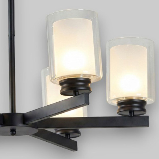 Lustra Tavan Cu 6 Brate E27 Titan Black , 69 x 59 cm, 6x10W E27