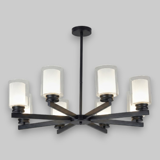 Lustra Tavan Cu 8 Brate E27 Titan Black,86 x 59 cm, 8x10W E27