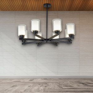 Lustra Tavan Cu 8 Brate E27 Titan Black,86 x 59 cm, 8x10W E27