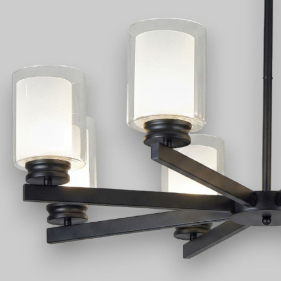 Lustra Tavan Cu 8 Brate E27 Titan Black,86 x 59 cm, 8x10W E27