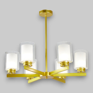 Lustra Tavan Cu Dulie 6 Brate Titan Gold, 69 x 59 cm, 6XE27 max 10W