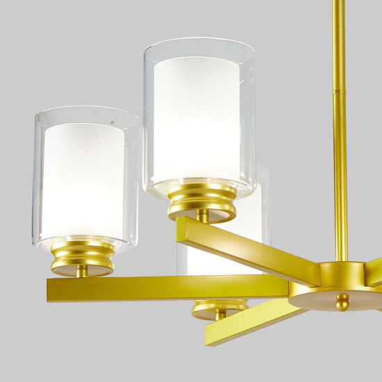 Lustra Tavan Cu Dulie 6 Brate Titan Gold, 69 x 59 cm, 6XE27 max 10W