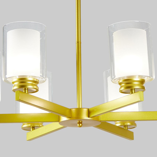 Lustra Tavan Cu Dulie 6 Brate Titan Gold, 69 x 59 cm, 6XE27 max 10W