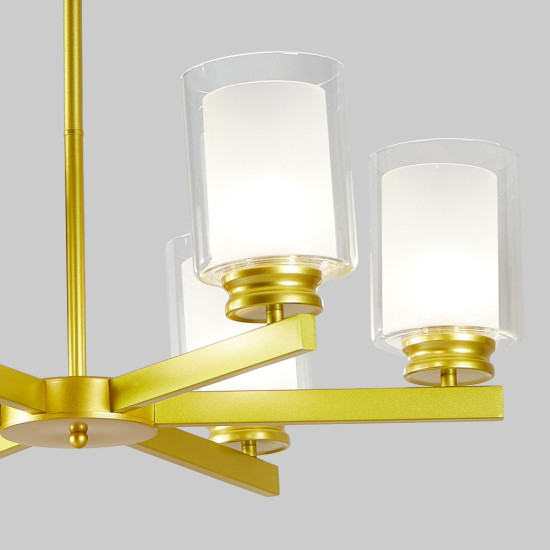 Lustra Tavan Cu Dulie 6 Brate Titan Gold, 69 x 59 cm, 6XE27 max 10W