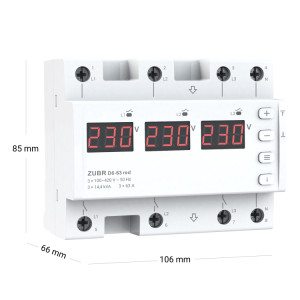 Releu de tensiune trifazic ZUBR D2-63 PE SINA DIN 63A