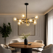 Lustra Suspendata Cu Dulie si Abajur Helios 10, 88 x 74 cm, Glob Ø 13cm, 10XE27 max 10W