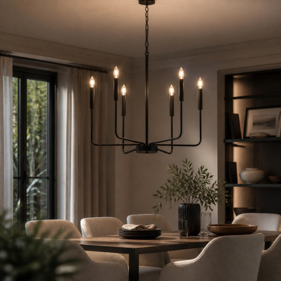 Candelabru Suspendat Cu Dulie 6 Brate Zeus, Ø 70 x 150cm, 6XE14 max 7W