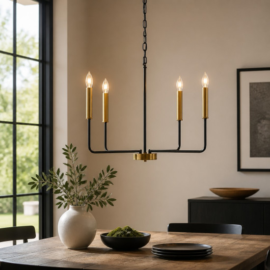 Candelabru Suspendat Cu Dulie 4 Brate Odin, Ø 70 x 160cm, 4XE14 max 7W