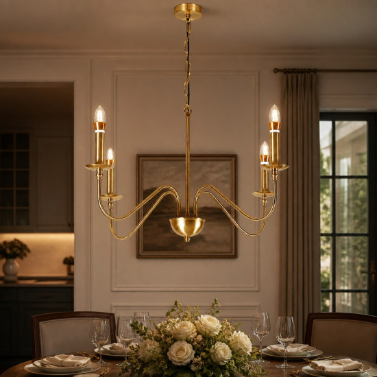Candelabru Suspendat Cu Dulie 4 Brate Medusa, Ø 76 x 140cm, 4XE14 max 7W
