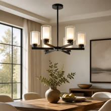 Lustra Tavan Cu 6 Brate E27 Titan Black , 69 x 59 cm, 6x10W E27