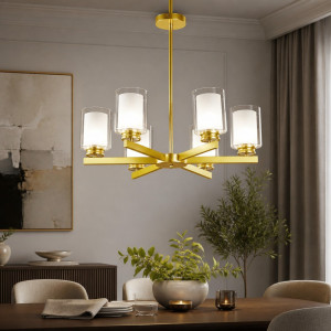 Lustra Tavan Cu Dulie 6 Brate Titan Gold, 69 x 59 cm, 6XE27 max 10W