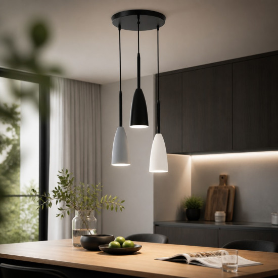 Lustra Suspendata Cu Dulie 3 Pendule Trio I, Ø 30 × 158 cm , 3XE27 max 10W