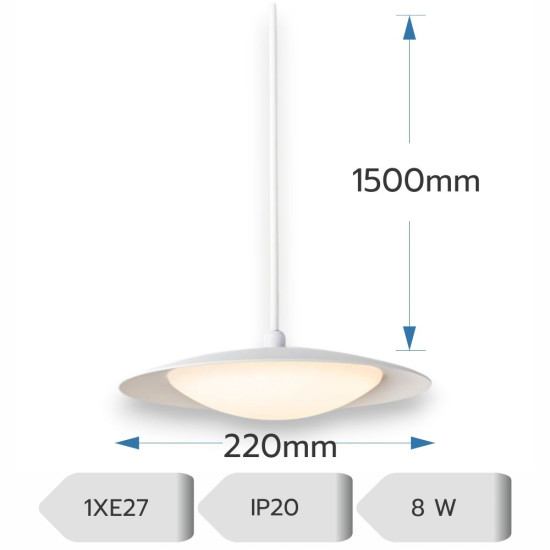 Lustra led Ara alba 8W/750LM 3000K-6500K Lustra led Ara alba 8W/750LM 3000K-6500K