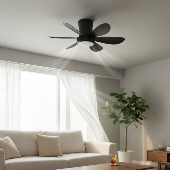 Lustra LED Cu Ventilator si telecomanda IR 420mm 12W Neagra