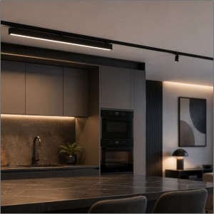 Lampa LED Liniara Reglabila Magnetica SMD pentru sina SMART(Blutooth )4 in 1, 122x26x24mm, 48V, 6W, Aluminiu, Negru