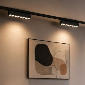 Lampa LED Liniara Reglabila Magnetica COB pentru sina SMART(Blutooth) 122x26x80mm, 48V, 6W, Aluminiu, Negru