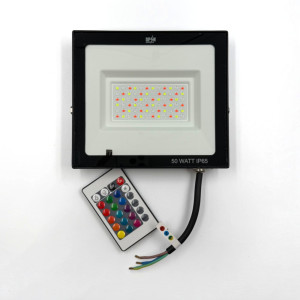 Proiector LED RGB 16 culori, 50W, IP65, telecomanda IR inclusa