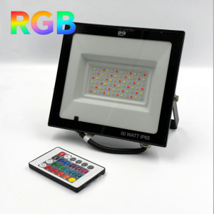 Proiector LED RGB 16 culori, 50W, IP65, telecomanda IR inclusa