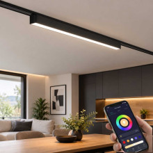 Lampa LED Liniara Reglabila Magnetica SMD pentru sina SMART(Blutooth )4 in 1, 122x26x24mm, 48V, 12W, Aluminiu, Negru