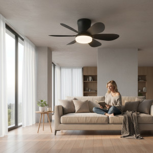Lustra LED Cu Ventilator 12W Neagra