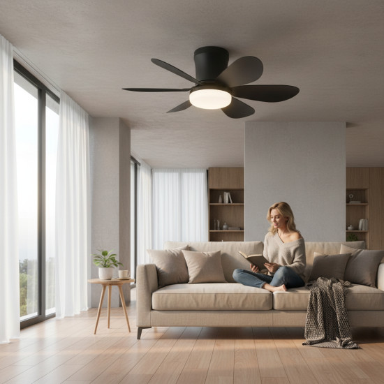 Lustra LED Cu Ventilator 12W Neagra