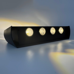 Aplica LED perete de exterior, 8W, solara, IP65, 3000K, lumina calda, senzor lumina, neagra