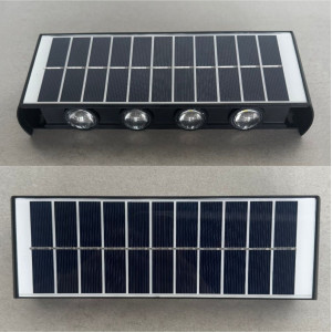 Aplica LED perete de exterior, 8W, solara, IP65, 3000K, lumina calda, senzor lumina, neagra