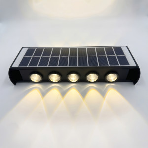 Aplica LED perete de exterior, 12W, solara, IP65, 3000K, lumina calda, senzor lumina, neagra