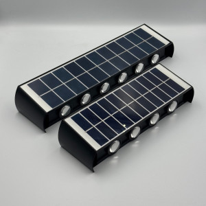 Aplica LED perete de exterior, 12W, solara, IP65, 3000K, lumina calda, senzor lumina, neagra