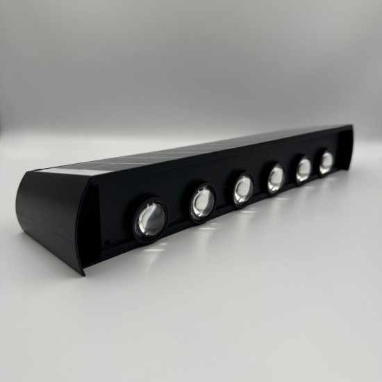 Aplica LED perete de exterior, 12W, solara, IP65, 3000K, lumina calda, senzor lumina, neagra