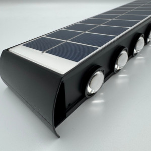 Aplica LED perete de exterior, 12W, solara, IP65, 3000K, lumina calda, senzor lumina, neagra