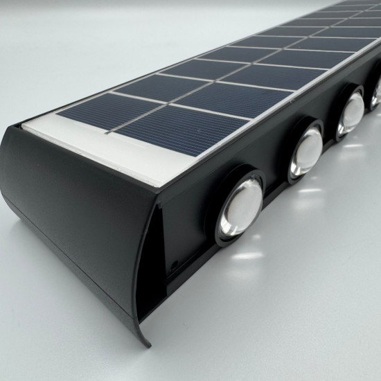 Aplica LED perete de exterior, 12W, solara, IP65, 3000K, lumina calda, senzor lumina, neagra