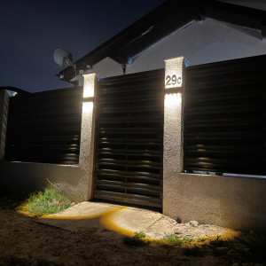 Aplica LED perete de exterior, 12W, solara, IP65, 3000K, lumina calda, senzor lumina, neagra