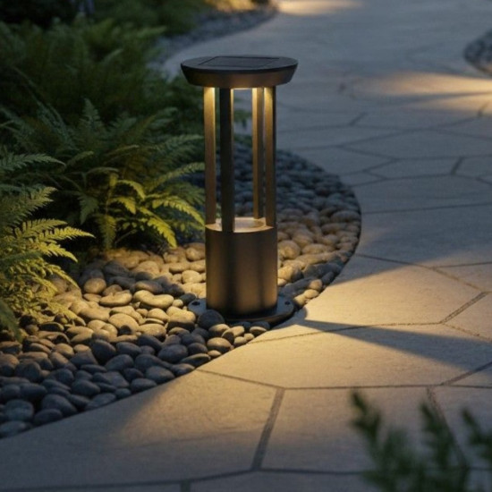 Stâlp LED Grădină 5W Cu Panou Solar IP65, 3000K, Lumina calda