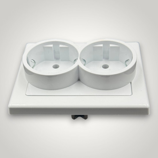 Priza Schuko dubla , contact de protectie, 250V~, 16A, 50Hz, IP20