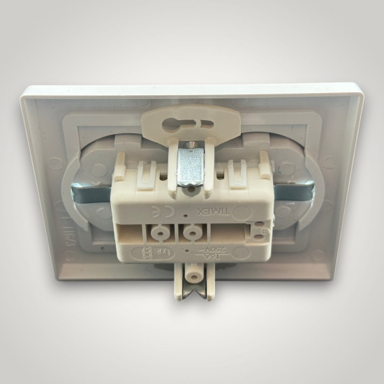 Priza Schuko dubla , contact de protectie, 250V~, 16A, 50Hz, IP20