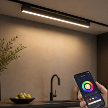 Lampa LED Liniara Reglabila Magnetica SMD pentru sina SMART(Blutooth )4 in 1, 122x26x24mm, 48V, 6W, Aluminiu, Negru