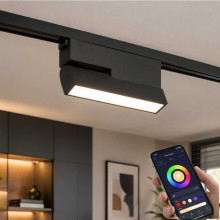 Lampa LED Liniara Reglabila Magnetica SMD pentru sina SMART(Blutooth) 122x26x80mm, 48V, 6W, Aluminiu, Negru