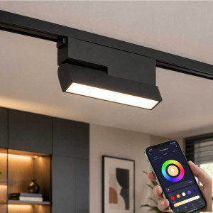 Lampa LED Liniara Reglabila Magnetica SMD pentru sina SMART(Blutooth) 122x26x80mm, 48V, 6W, Aluminiu, Negru
