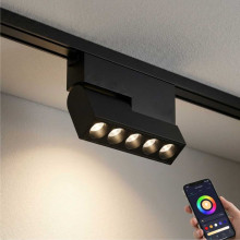 Lampa LED Liniara Reglabila Magnetica COB pentru sina SMART(Blutooth) 122x26x80mm, 48V, 6W, Aluminiu, Negru