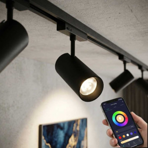 Spot LED Reglabil Magnetic COB pentru sina SMART(Blutooth) 57x135mm, 48V, 20W, Aluminiu, Negru