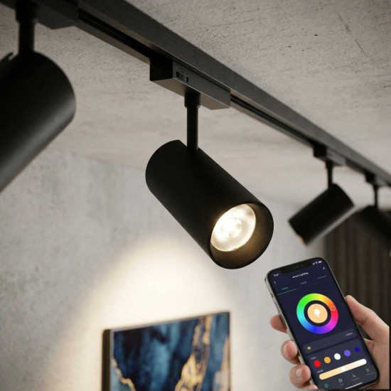 Spot LED Reglabil Magnetic COB pentru sina SMART(Blutooth) 57x135mm, 48V, 20W, Aluminiu, Negru