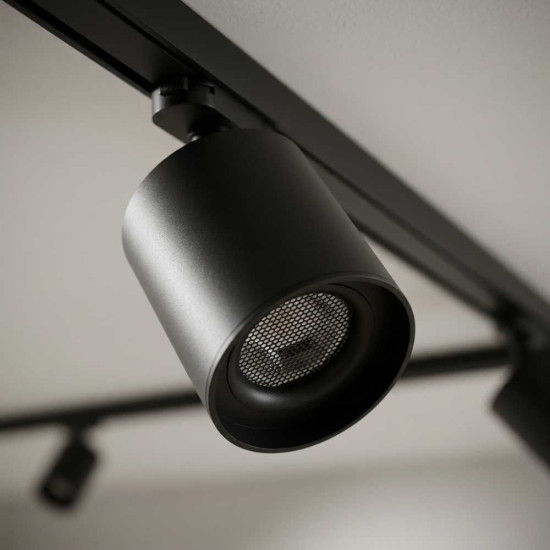 Spot LED Fix Magnetic Rotund pentru sina 75x75mm, 48V, 6W, Aluminiu, Negru