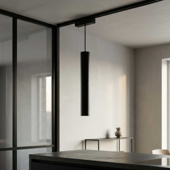 Spot LED Suspendat Magnetic pentru sina Ø40*300mm, 48V, 12W, Aluminiu, Negru