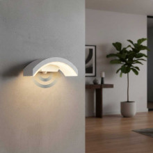 Aplica LED de exterior concava cu senzor Alba, 24W=160W, 3000K, lumina calda, 2160Lm, IP65
