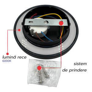 Aplica LED Perete Biscuit  fi150, 12W,  6000K, lumina rece, cu protectie IP65