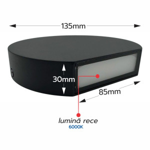 Aplica LED Perete Semicerc  fi135, 7W, 6000K, lumina rece, cu protectie IP65