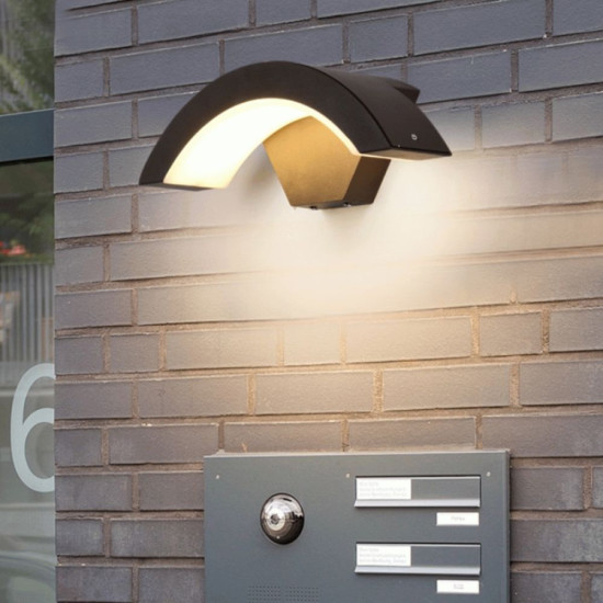 Aplica LED de exterior concava Neagra, 24W=160W, 3000K, lumina calda, 2160Lm, IP65