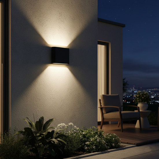 Aplica LED de exterior extra-plata, 6W=40W, 3000K, lumina calda, 540Lm, IP65